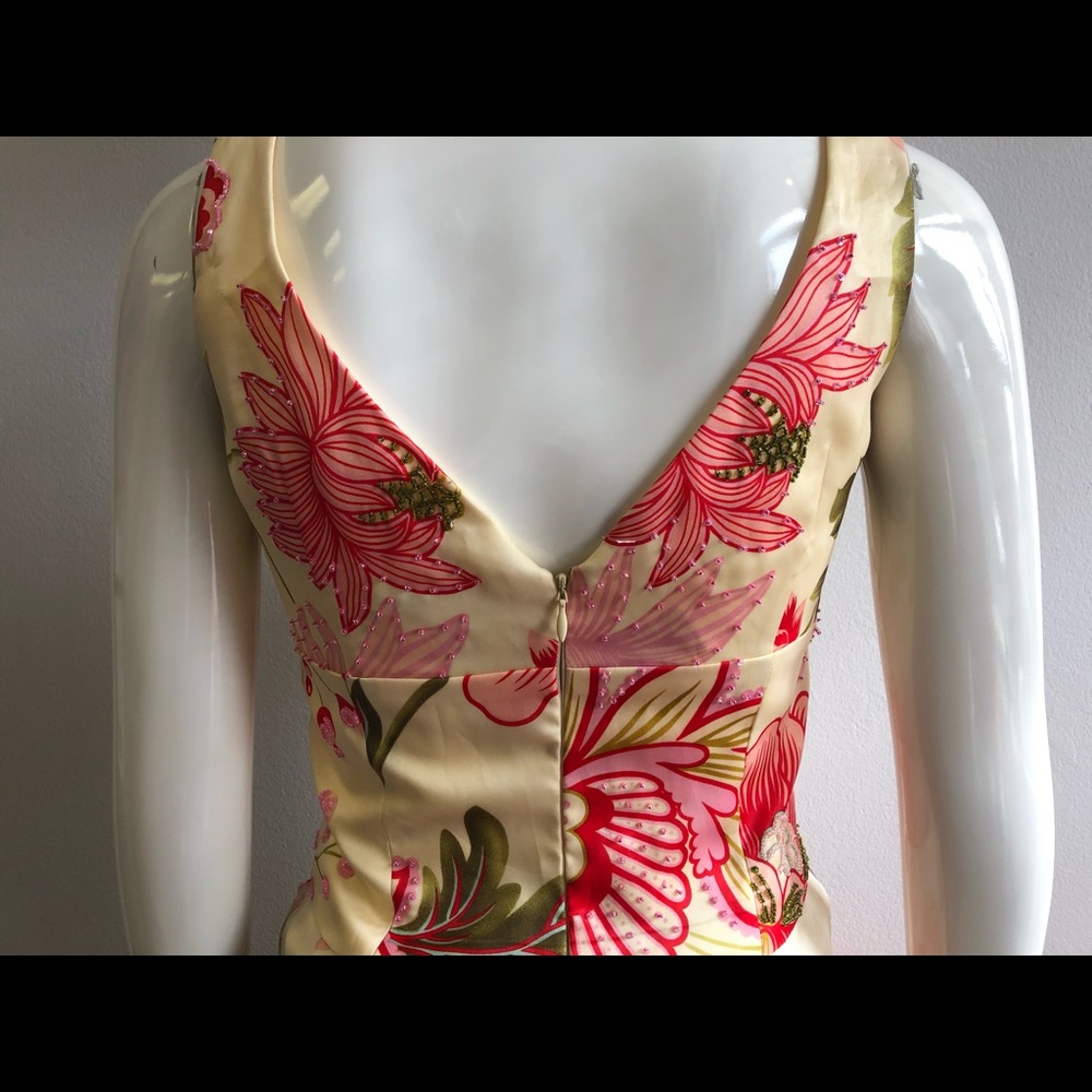 NWT Yellow Floral Beaded Midi Dress - Picture 3 of 13